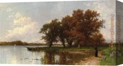 Old Windmill, East Hampton, Long Island, New York Canvas Paintings - Early Autumn on Long Island by Alfred Thompson Bricher
