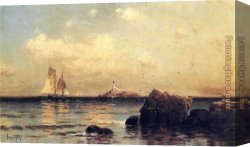 Isle Canvas Paintings - Mule Island Isle of Shoals by Alfred Thompson Bricher