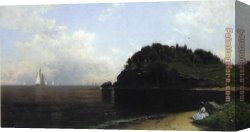 Old Windmill, East Hampton, Long Island, New York Canvas Paintings - On Long Island Sound by Alfred Thompson Bricher