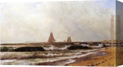 Southampton Canvas Paintings - Sailboats along the Shore also known as Southampton Beach by Alfred Thompson Bricher