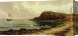 Seascapes Canvas Paintings - Seascape with Dories and Sailboats by Alfred Thompson Bricher