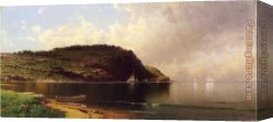 Seascapes Canvas Paintings - Seascape with Dory and Sailboats by Alfred Thompson Bricher