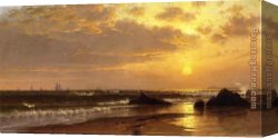 Seascapes Canvas Paintings - Seascape with Sunset by Alfred Thompson Bricher