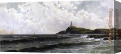 Isle Canvas Paintings - White Island Lighthouse Isles of Shoals by Alfred Thompson Bricher