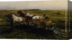 Adolph Von Menzel Canvas Paintings - The Race by Alfred von Kowalski Wierusz