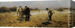 Adolph Von Menzel Canvas Paintings - The Sand Digger by Alfred von Kowalski Wierusz