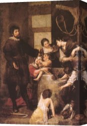 Alonso Canvas Paintings - The Miracle at the Well by Alonso Cano
