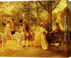 Alonso Canvas Paintings - A Cafe By The River by Alonso Perez