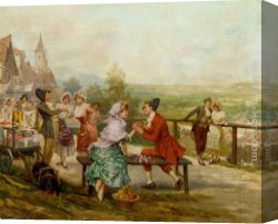 The Bird Seller Canvas Paintings - The Ribbon Seller by Alonso Perez