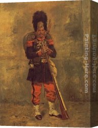 Neuville Canvas Paintings - French Grenadier by Alphonse de Neuville