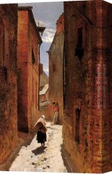 Spanish Town Canvas Paintings - Street In The Old Town by Alphonse de Neuville