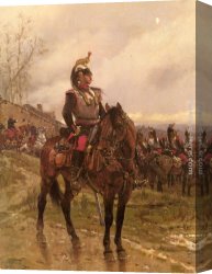 A Rank Soldier of The 7th Hussar Regiment Canvas Paintings - The Hussars by Alphonse de Neuville