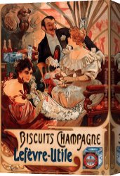 Alfons Mucha 3 Canvas Paintings - Biscuits Champagne Lefevre Utile by Alphonse Maria Mucha