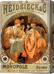 Alfons Mucha 3 Canvas Paintings - Heidsieck and Co by Alphonse Maria Mucha