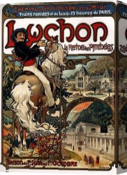 Alfons Mucha 3 Canvas Paintings - Luchon by Alphonse Maria Mucha