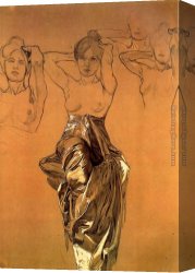 Tango VII Study Canvas Paintings - Mucha Study of Drapery by Alphonse Maria Mucha