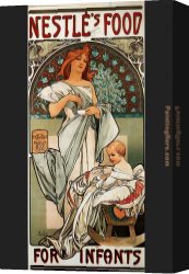 Alfons Mucha 3 Canvas Paintings - Nestles Food for Infants by Alphonse Maria Mucha