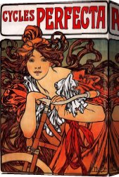 Alfons Mucha 3 Canvas Paintings - Perfecta Cycles by Alphonse Maria Mucha