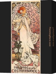 Alfons Mucha 3 Canvas Paintings - s by Alphonse Maria Mucha