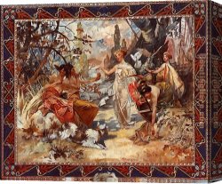 Santa Maria Della Salute Canvas Paintings - The Judgement of Paris by Alphonse Maria Mucha