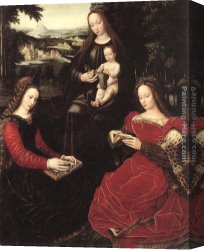 The Virgin And Child with Five Angels Canvas Paintings - Virgin and Child with Saints by Ambrosius Benson
