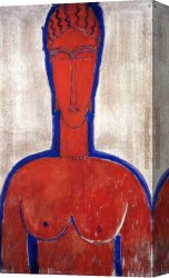 Amedeo Canvas Paintings - Big Red Bust by Amedeo Modigliani