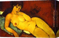 Amedeo Canvas Paintings - Nude on a Blue Cushion by Amedeo Modigliani