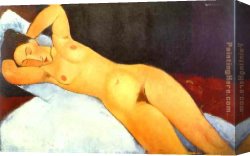 Amedeo Canvas Paintings - Nude with a Necklace by Amedeo Modigliani