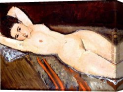Head Canvas Paintings - nude with hands behind head by Amedeo Modigliani