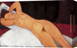 Amedeo Canvas Paintings - Nude with Necklace by Amedeo Modigliani