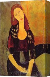 Portrait Canvas Paintings - Portrait of Jeanne Hebuterne by Amedeo Modigliani
