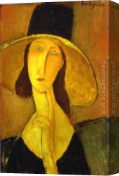 Portrait Canvas Paintings - Portrait of Woman in Hat by Amedeo Modigliani