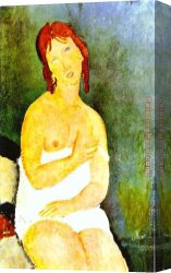 Amedeo Canvas Paintings - Red-Haired Young Woman in Chemise by Amedeo Modigliani