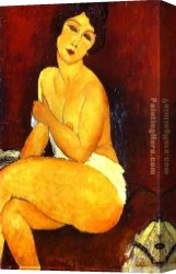 Amedeo Canvas Paintings - Seated Nude on Divan by Amedeo Modigliani
