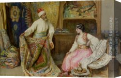 Carpet Canvas Paintings - The Carpet Merchant by Amedeo Momo Simonetti