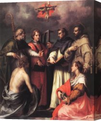 Sarto Canvas Paintings - Disputation over the Trinity by Andrea del Sarto