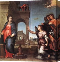 Sarto Canvas Paintings - The Annunciation by Andrea del Sarto