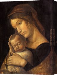 James Childs Canvas Paintings - Madonna with Sleeping Child by Andrea Mantegna