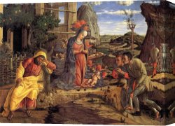 Adoration Canvas Paintings - The Adoration of the Shepherds by Andrea Mantegna