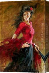 The Spanish Dancer Canvas Paintings - The Fan Dancer by Andrew Atroshenko