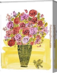 Basket Canvas Paintings - Basket of Flowers by Andy Warhol