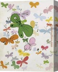 Warhol Canvas Paintings - Butterflies big green in middle by Andy Warhol