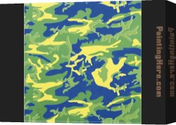 Composition with Red Yellow And Blue Canvas Paintings - Camouflage green blue yellow by Andy Warhol