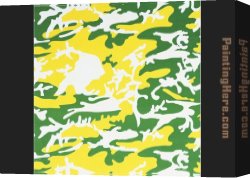 Yellow Canvas Paintings - Camouflage green yellow white by Andy Warhol