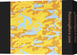 Composition with Red Yellow And Blue Canvas Paintings - Camouflage orange yellow blue by Andy Warhol