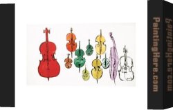 Musical Instruments Canvas Paintings - Eleven String Instruments by Andy Warhol