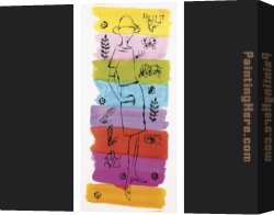 Figure Classic Canvas Paintings - Female Fashion Figure with Flowers and Plants by Andy Warhol