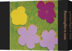 Warhol Canvas Paintings - Flowers Yellow, Lilac, Purple by Andy Warhol