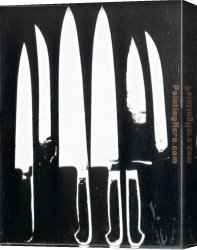 The Model Aline Masson with a White Mantilla Canvas Paintings - Knives black and white by Andy Warhol