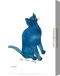 In Blue Canvas Paintings - One Blue Pussy by Andy Warhol